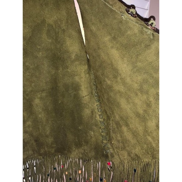 Vintage/ Retro / Groovy Handmade Leather Vest With Fringe , Concho’s & Beads - Picture 4 of 16